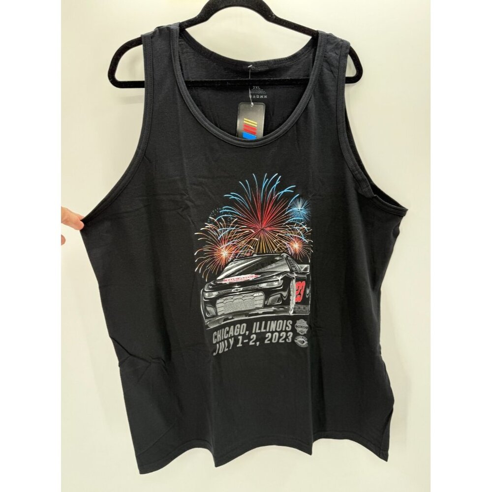 Nascar Tank Top Mens Shirt 2XL 2023 Chicago Street Race Fireworks Black New